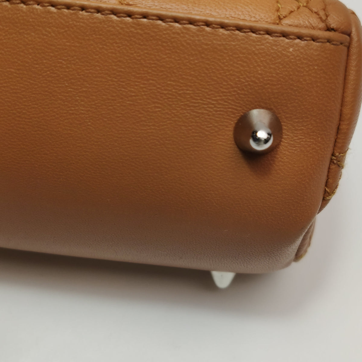 DIOR Soft brown lambskin cannage letter charm shoulder bag