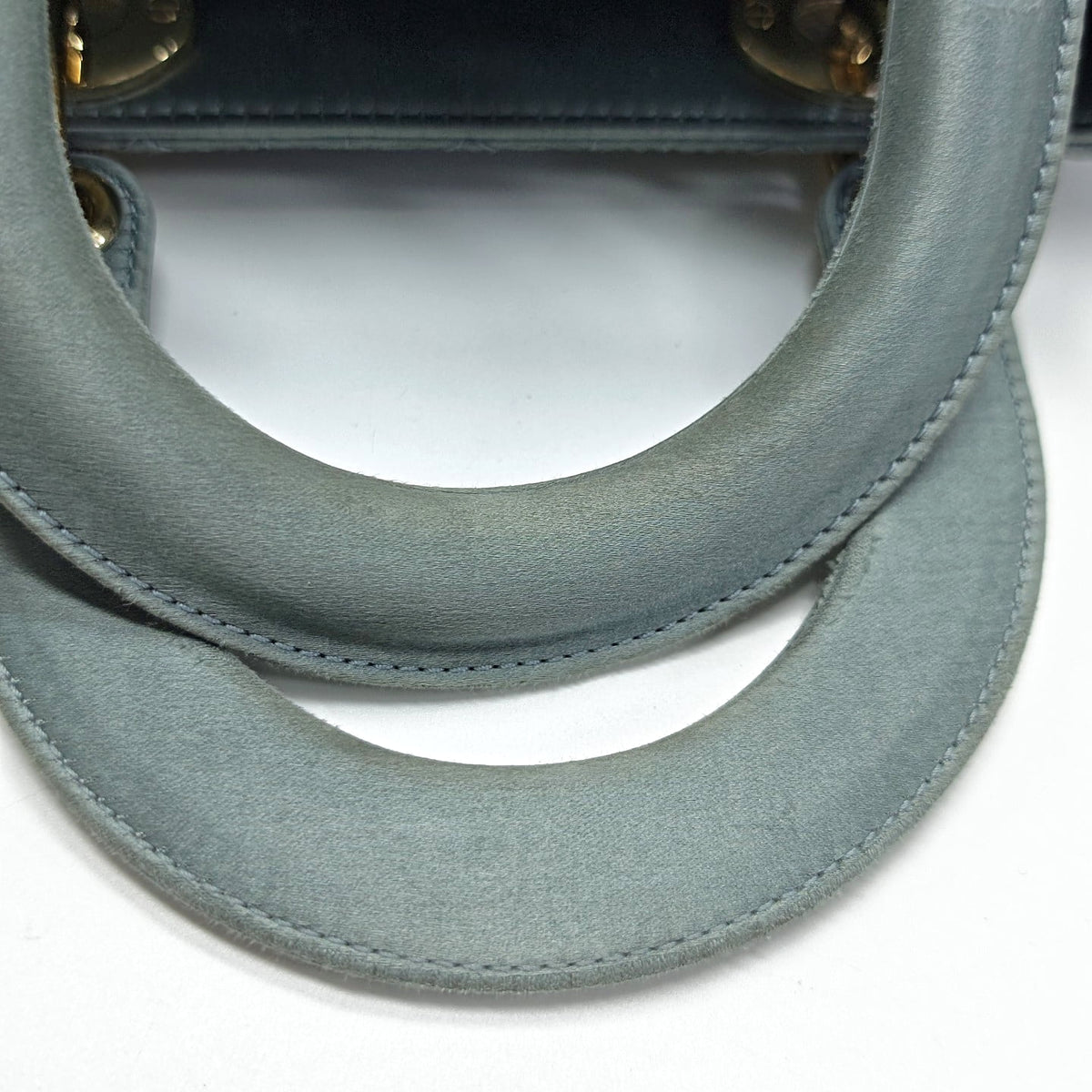 Lady Dior Small Blue-Grey Silk Satin Cannage Quilted Shoulder Bag