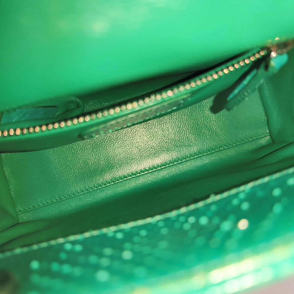 DIOR Lady Dior Green Snakeskin Inlay Shoulder Bag Mini