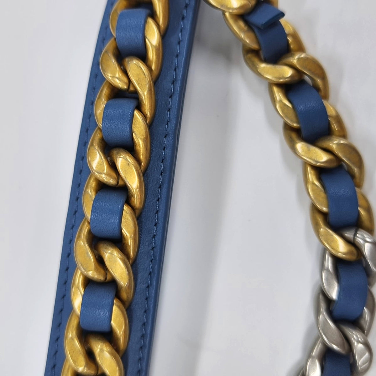 CHANEL 19 Small Blue Canvas Quilted Flap Bag