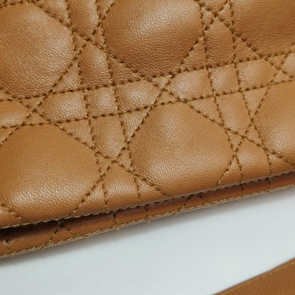 DIOR Soft brown lambskin cannage letter charm shoulder bag