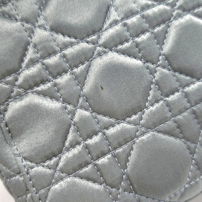 Lady Dior Small Blue-Grey Silk Satin Cannage Quilted Shoulder Bag