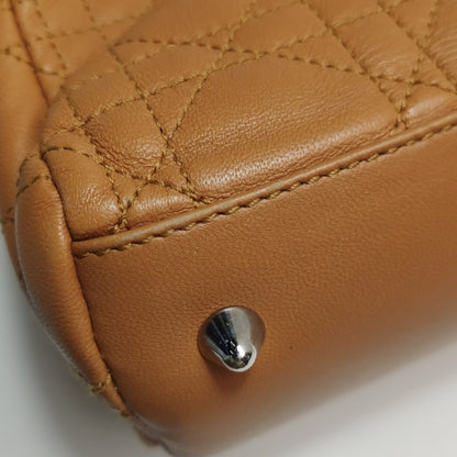 DIOR Soft brown lambskin cannage letter charm shoulder bag