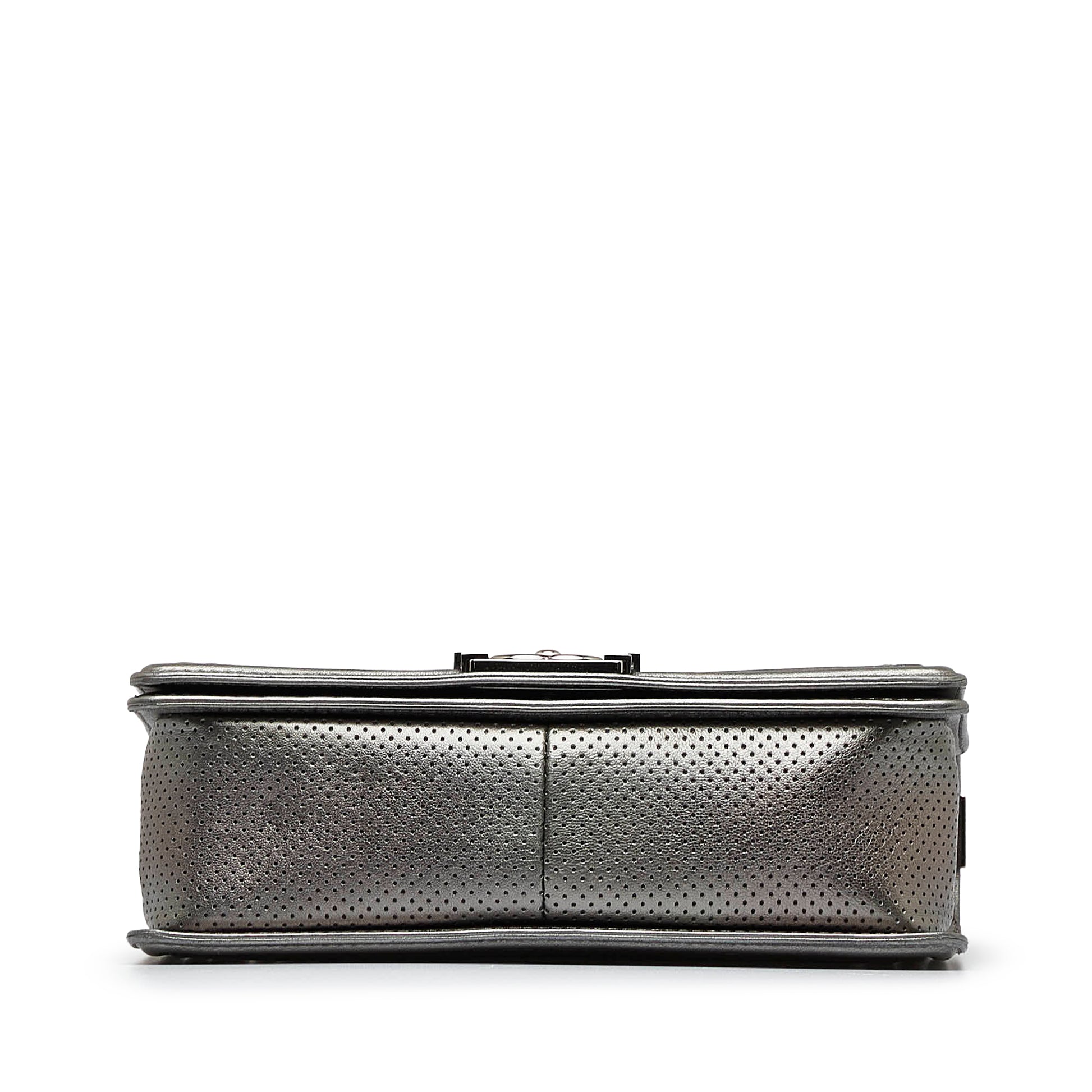 Medium Perforated Lambskin Boy Flap Silver -  Re-Luxury