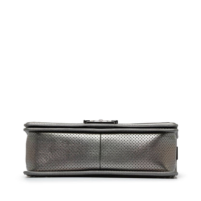 Medium Perforated Lambskin Boy Flap Silver -  Re-Luxury