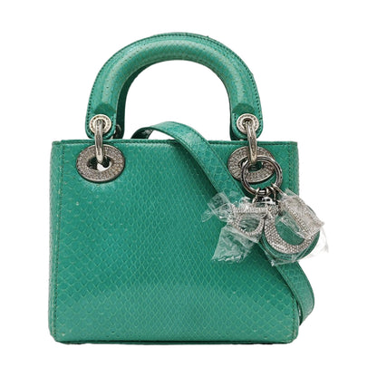 DIOR Lady Dior Green Snakeskin Inlay Shoulder Bag Mini