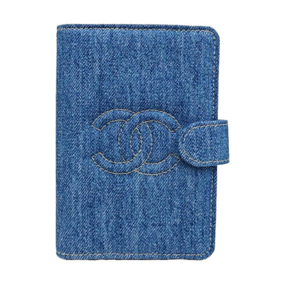 Chanel Blue denim quilted wallet
