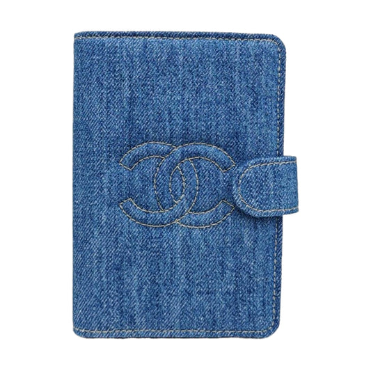 Chanel Blue denim quilted wallet