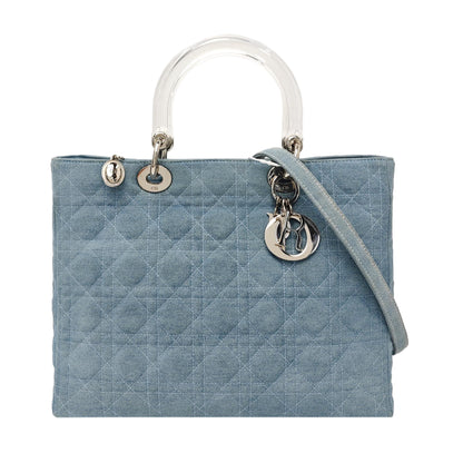 DIOR Diorissimo blue canvas Cannage shoulder bag