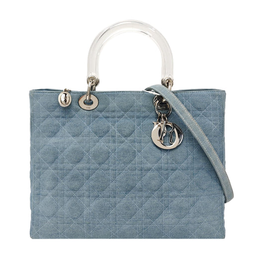 DIOR Diorissimo blue canvas Cannage shoulder bag