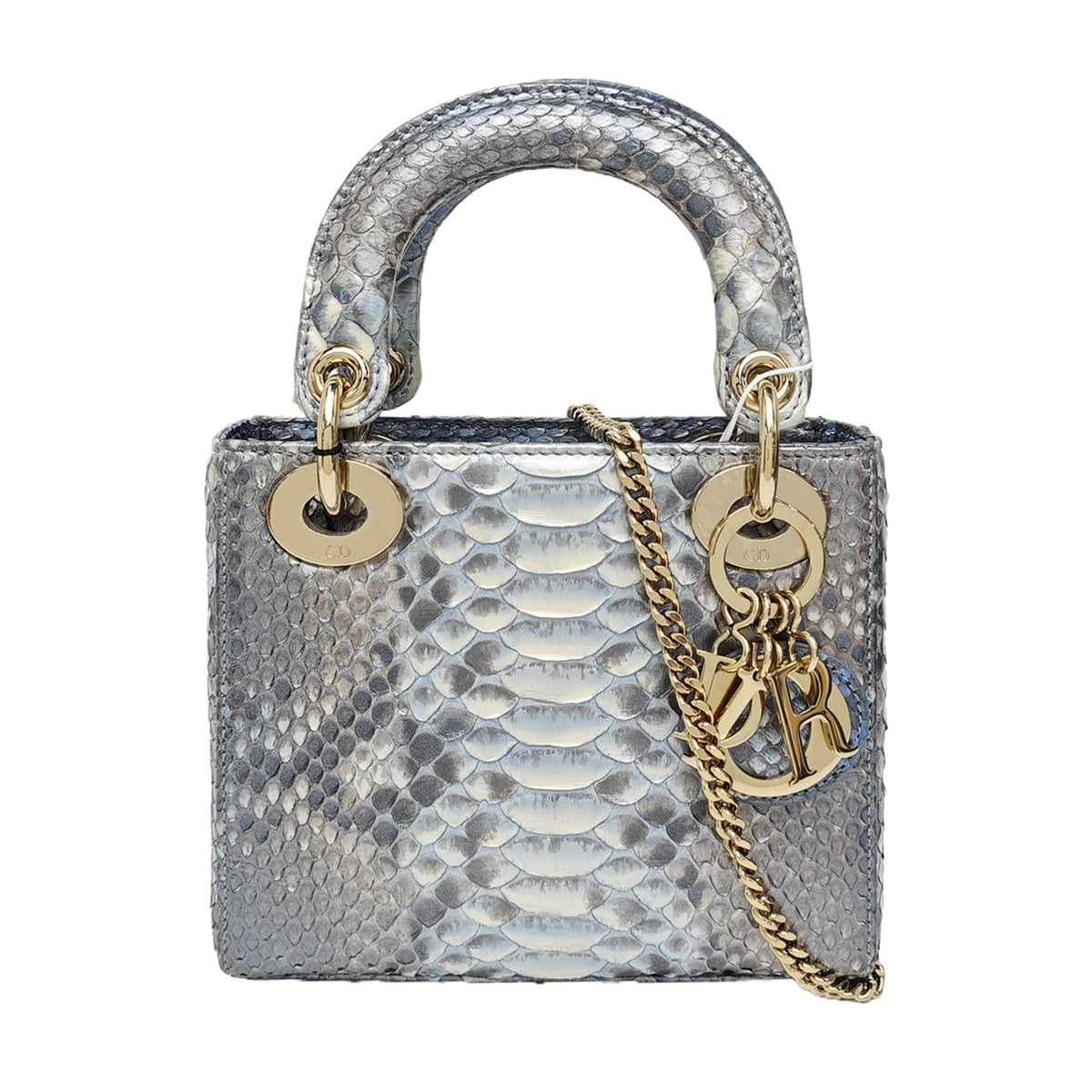 Lady Dior light blue snakeskin shoulder bag mini