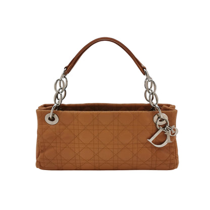 DIOR Soft brown lambskin cannage letter charm shoulder bag