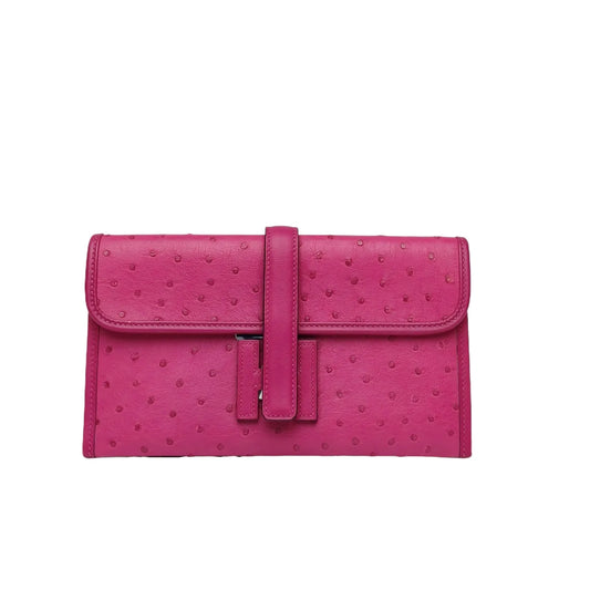 Hermès Jige Elan 21 Ostrich Leather Clutch