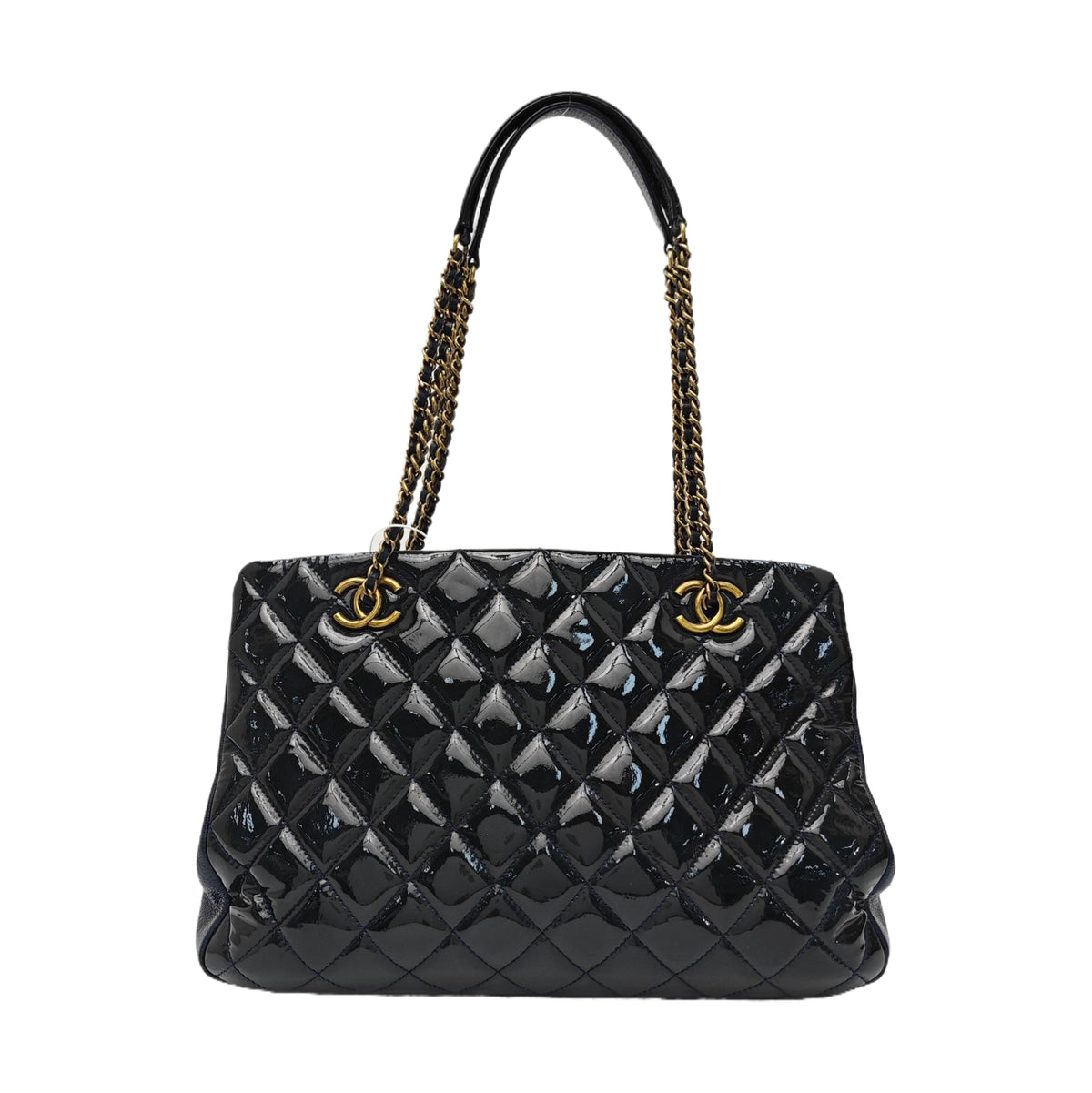Chanel Dark blue patent leather quilted handbag