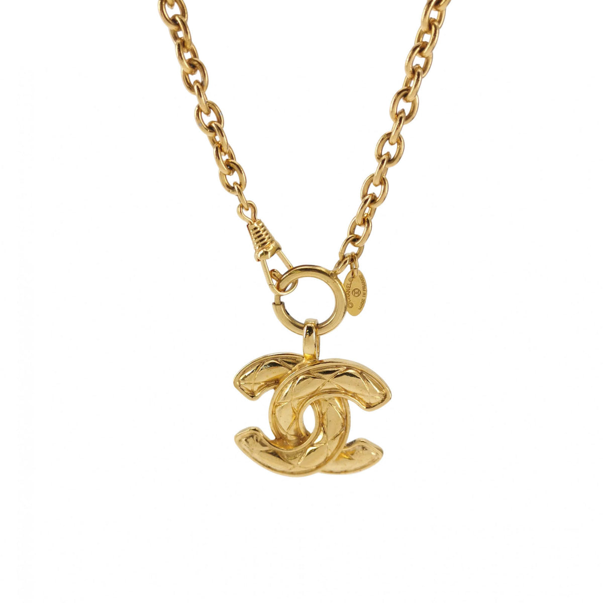 Chanel Vintage Bird Gold-tone Quilted CC Necklace