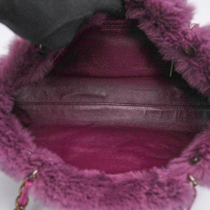 Chanel Purple CC Fur Chain Shoulder