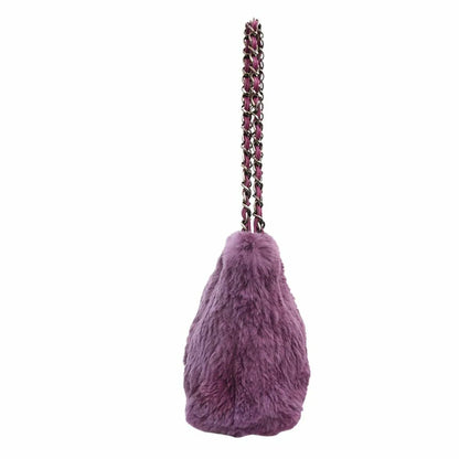 Chanel Purple CC Fur Chain Shoulder