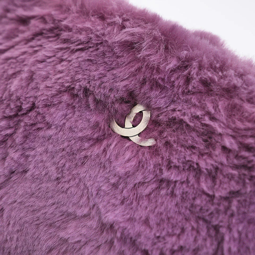 Chanel Purple CC Fur Chain Shoulder