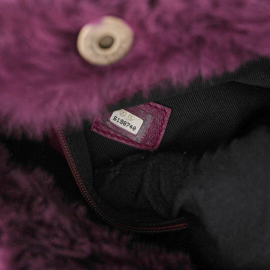 Chanel Purple CC Fur Chain Shoulder