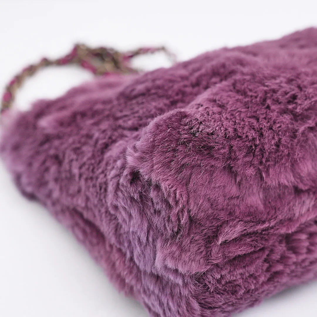 Chanel Purple CC Fur Chain Shoulder