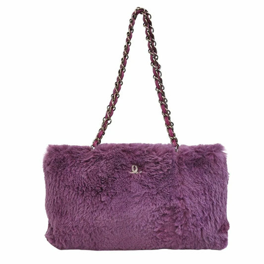Chanel Purple CC Fur Chain Shoulder