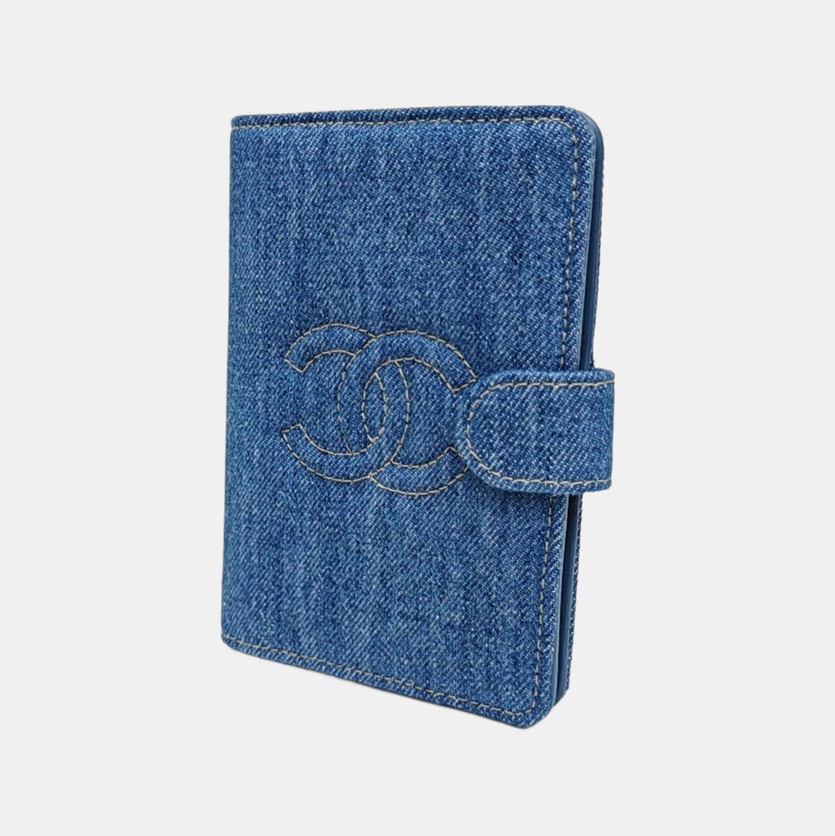 Chanel Blue denim quilted wallet