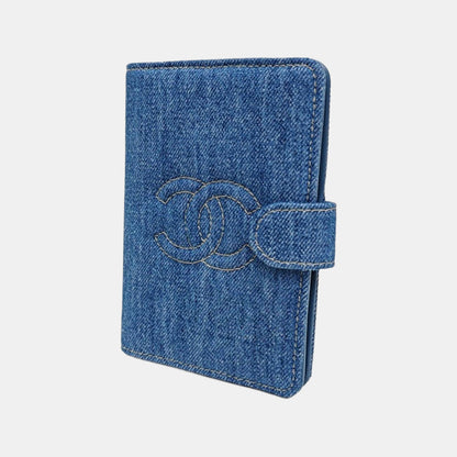 Chanel Blue denim quilted wallet
