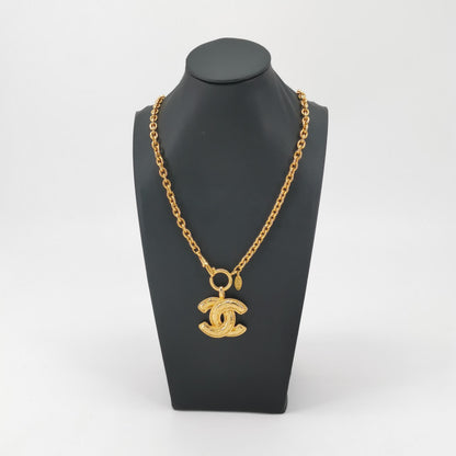 Chanel Vintage Bird Gold-tone Quilted CC Necklace
