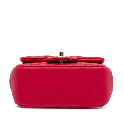 Mini Square Classic Lambskin Single Flap Red -  Re-Luxury