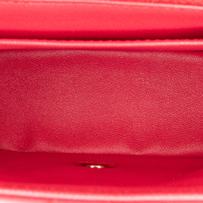 Mini Square Classic Lambskin Single Flap Red -  Re-Luxury