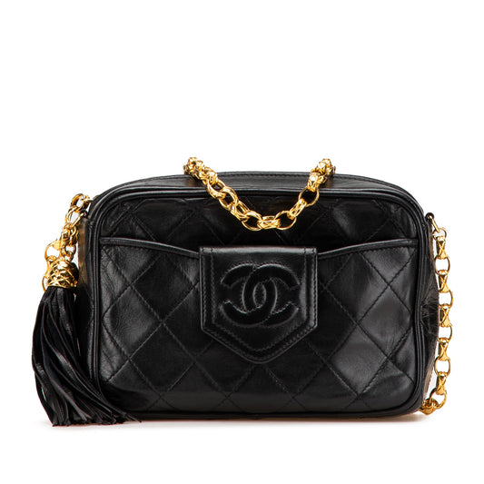 CC Quilted Lambskin Tassel Camera Bag Black -  Re-Luxury