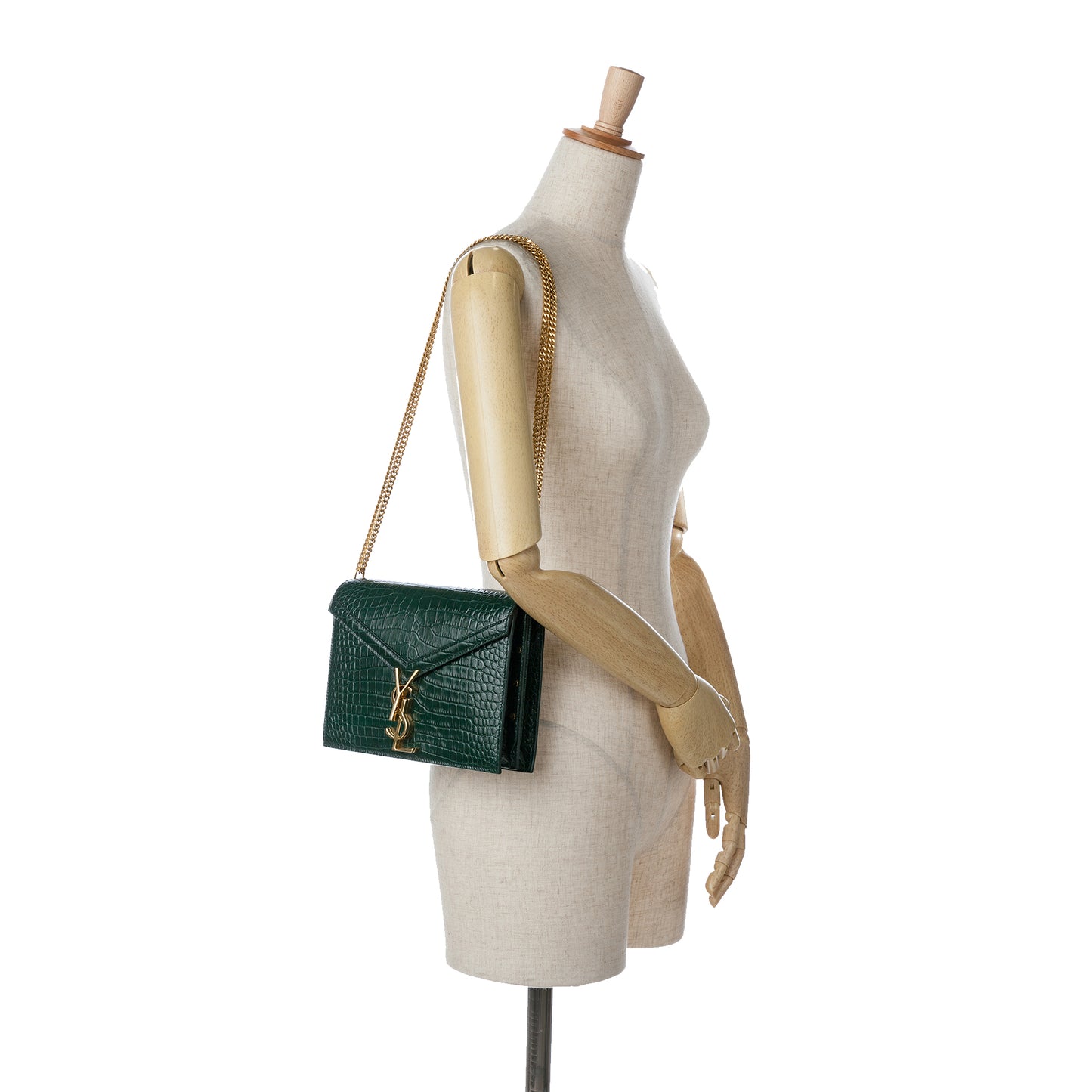 Croc Embossed Cassandra Clasp Bag Green -  Re-Luxury