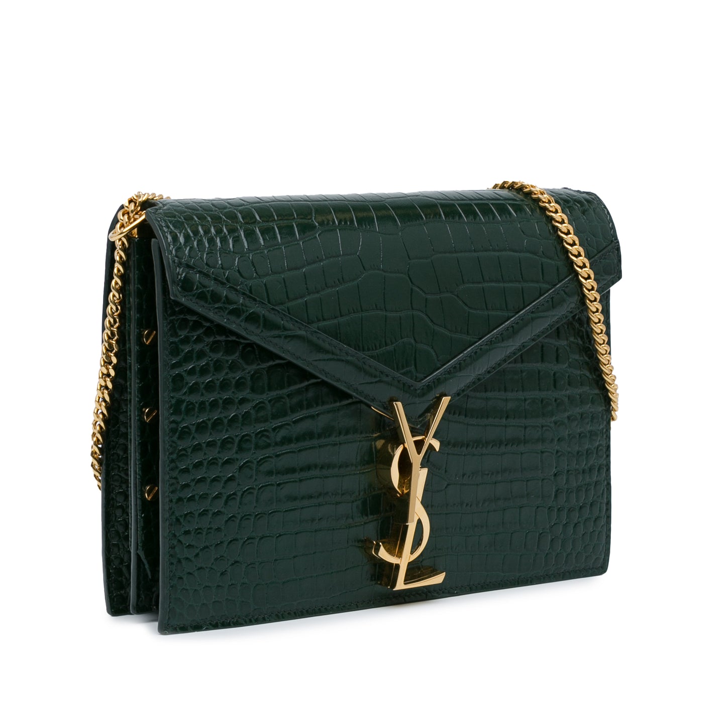 Croc Embossed Cassandra Clasp Bag Green -  Re-Luxury