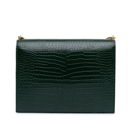 Croc Embossed Cassandra Clasp Bag Green -  Re-Luxury