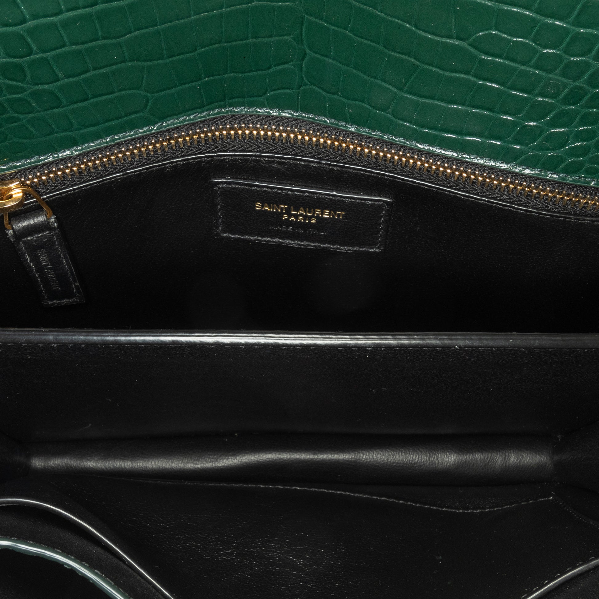 Croc Embossed Cassandra Clasp Bag Green -  Re-Luxury