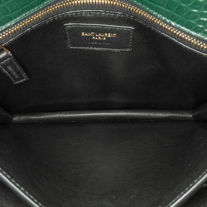 Croc Embossed Cassandra Clasp Bag Green -  Re-Luxury