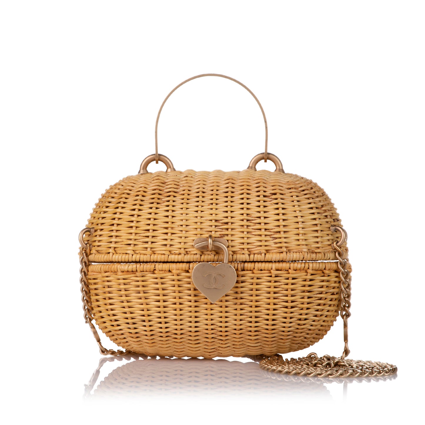 Heart Locket Wicker Satchel Brown -  Re-Luxury