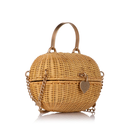 Heart Locket Wicker Satchel Brown -  Re-Luxury