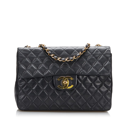 Maxi XL Classic Lambskin Single Flap Black -  Re-Luxury