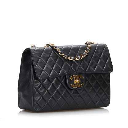 Maxi XL Classic Lambskin Single Flap Black -  Re-Luxury