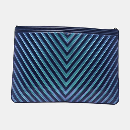 Chanel BOY CHANEL Iridescent Purple Calfskin V-Stitch Clutch