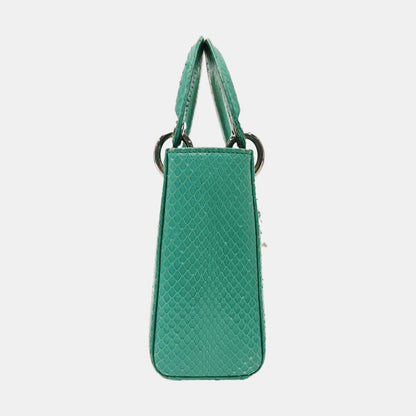 DIOR Lady Dior Green Snakeskin Inlay Shoulder Bag Mini
