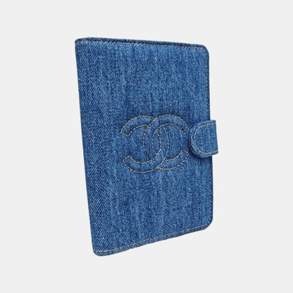 Chanel Blue denim quilted wallet