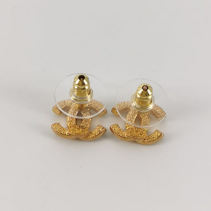 Chanel Gold-tone crystal CC logo earrings