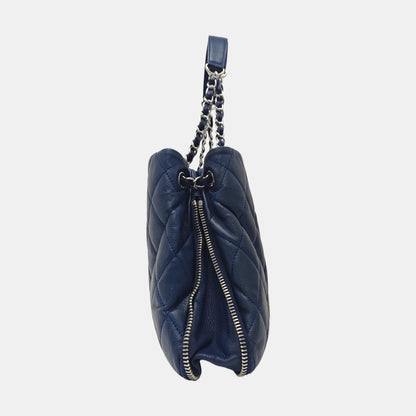 Chanel Blue cowhide diamond quilted shoulder bag