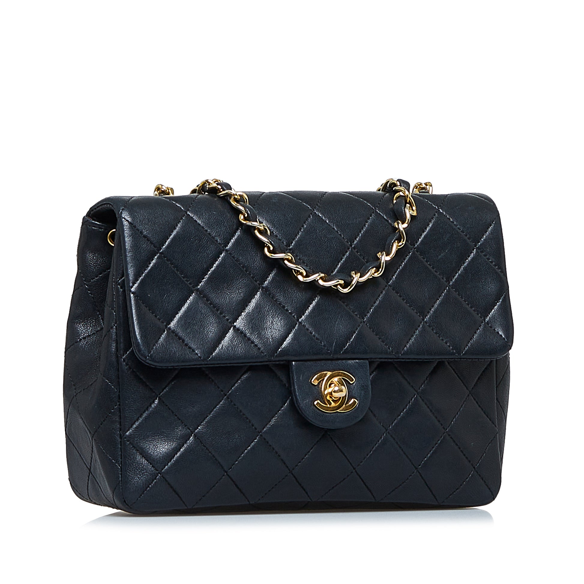 Square CC Quilted Lambskin Flap Black -  Re-Luxury