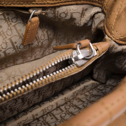 DIOR Soft brown lambskin cannage letter charm shoulder bag