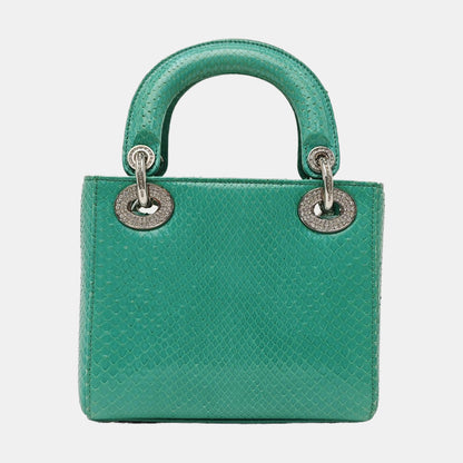DIOR Lady Dior Green Snakeskin Inlay Shoulder Bag Mini