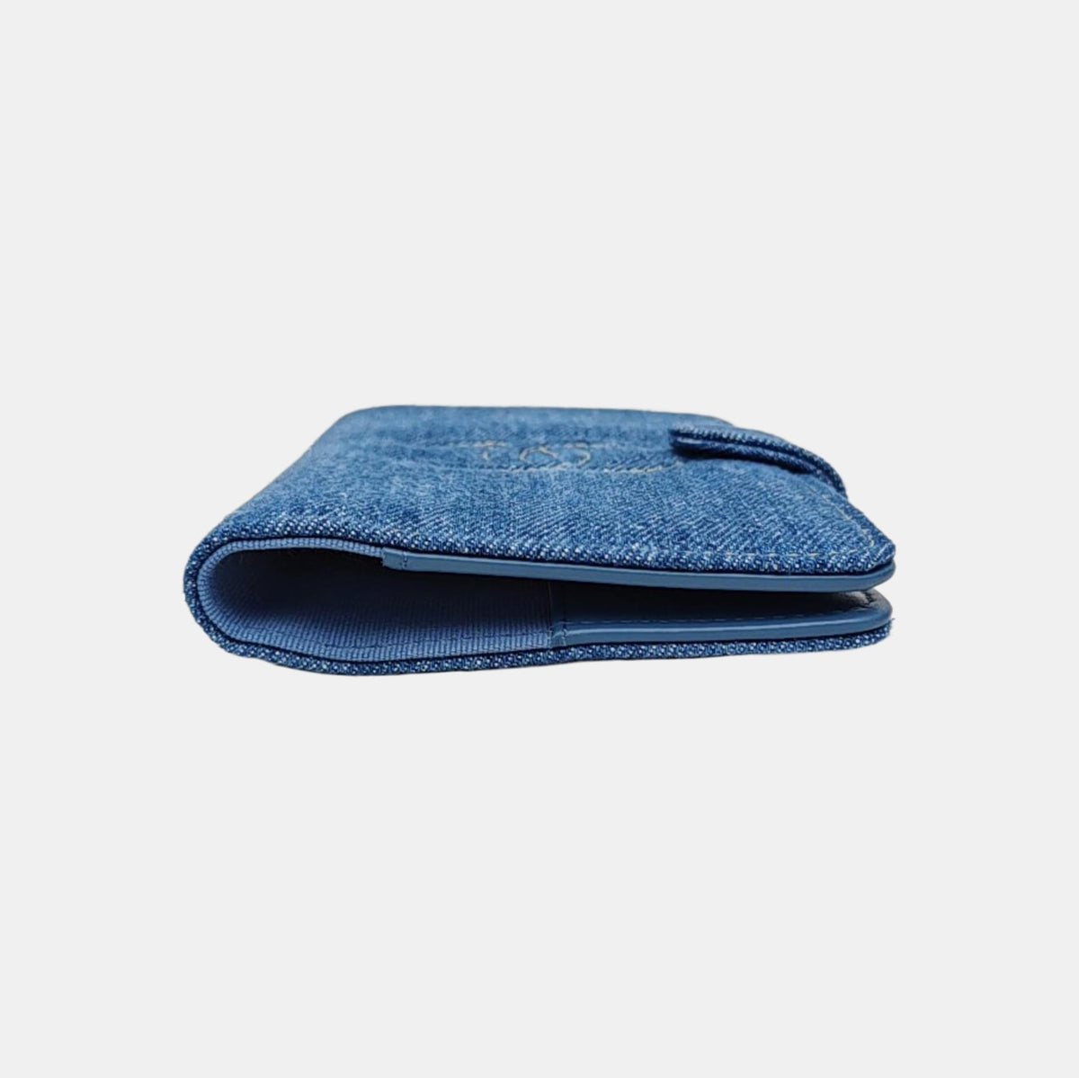 Chanel Blue denim quilted wallet