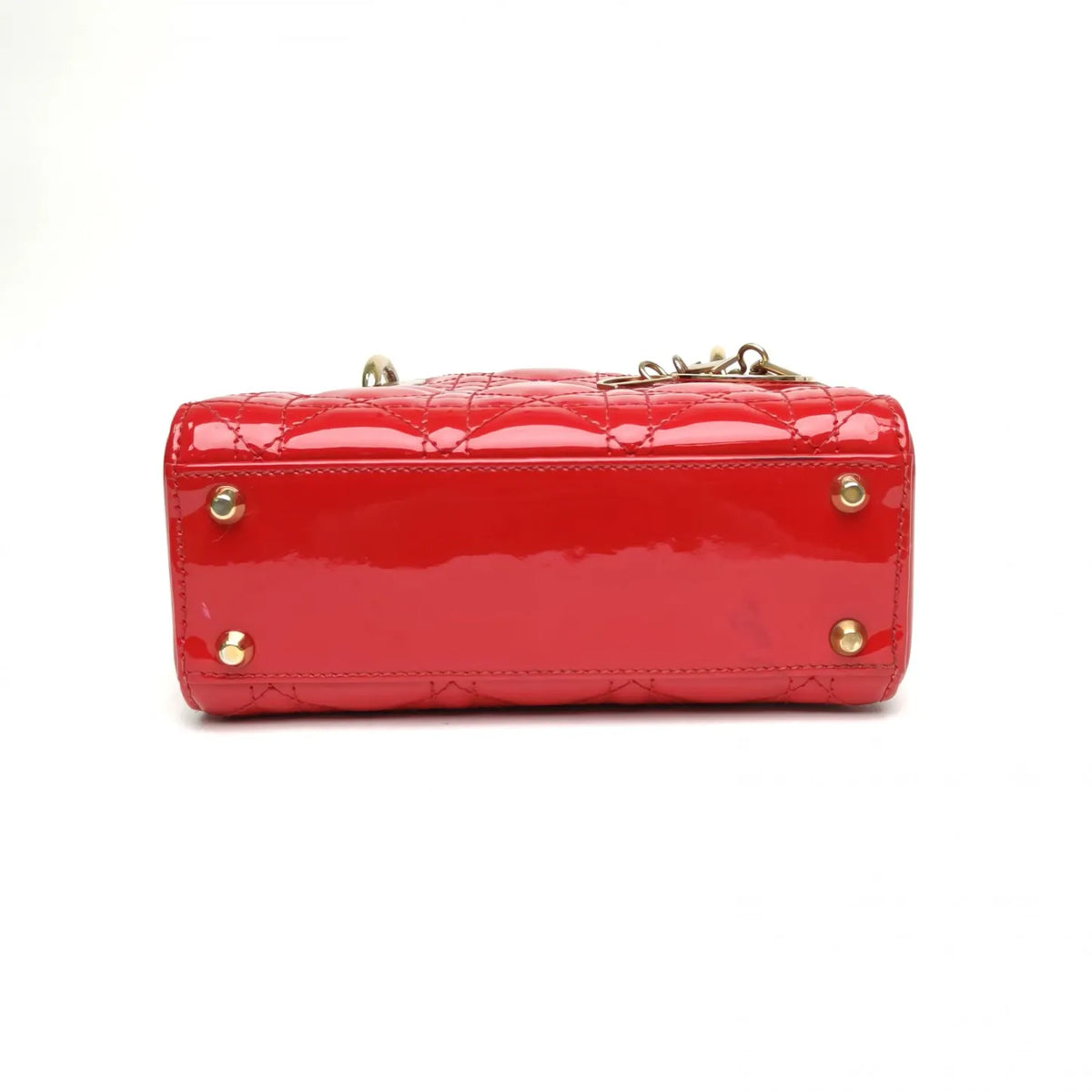 Lady Dior Three-compartment Bag Red Patent Leather